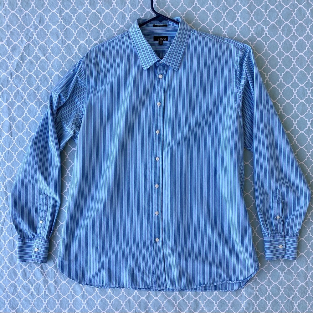 1901 Men’s Blue & Purple Striped Dress Shirt XL